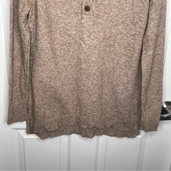 Anthropologie Serena Pullover V-Neck Long Sleeve Tan Beige Sweater Oversized S - Picture 6 of 10